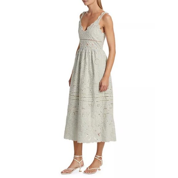 💕SEA NEW YORK💕 Blaire Eyelet Sleeveless Midi Dress ~ Blue 12 NWT - Picture 3 of 16